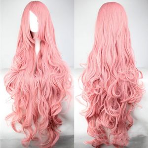 40 inch pruik roze anime pruik high-end sexy schoonheid dame pastel geel haar voorkant kanten pruiken synthetische anime cosplay kanten voorpruik 13*4