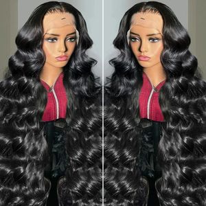 Perruque Lace Frontal Wig naturelle Body Wave transparente HD, 40 pouces, 13x4, densité 250, sans colle, fermeture 5x5, pour femmes