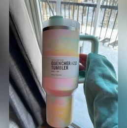 40 OZ Clean Slate Warm Cool Serene Bruhtrok Quencher H2.0 40Oz Stainless Steel Tumbler Cup With Handle Lid And Straw Neon Pink White Black Car Mugs 0508