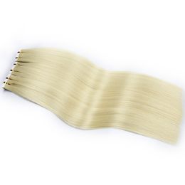 40 morceaux de bande européenne droite # 60 Couleur blonde Extensions de cheveux humains