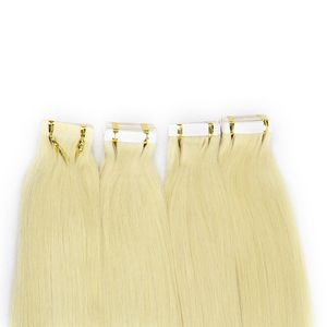40 stuks recht Europees tapehaar #613 blonde kleur human hair extensions