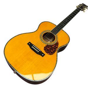 Guitare acoustique acoustique jaune série OM42 en bois massif 40 