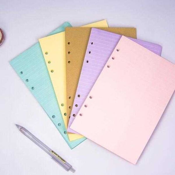 40 Feuilles 5 Couleurs A6 Feuilles Mobiles Recharge pour Cahier de Couleur Unie Reliure à Spirale Planificateur de Page Intérieure Papier de Remplissage Intérieur Fournitures de Bureau Scolaire