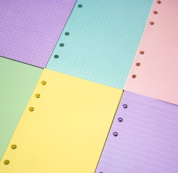 40 feuilles 5 couleurs A6 bloc-notes en vrac feuille produit couleur unie cahier recharge reliure à spirale à l'intérieur du planificateur de page papiers de remplissage intérieurs fournitures de bureau scolaire