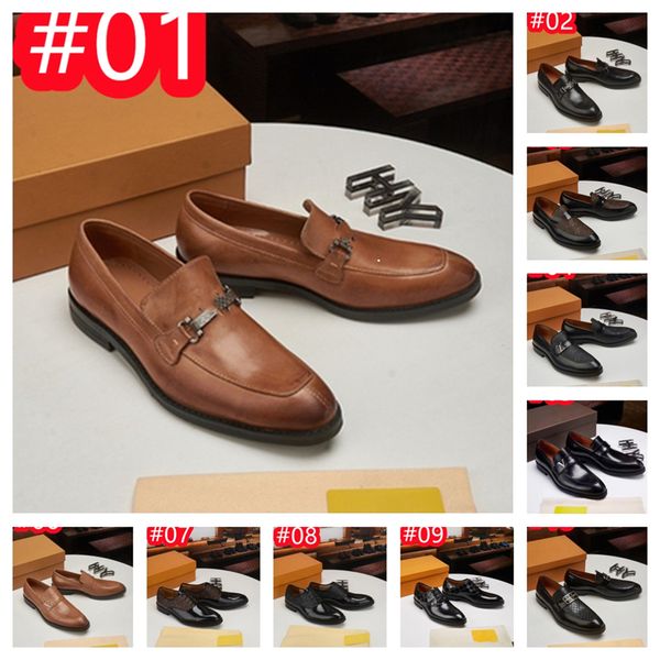 40 Estilo Moda Slip On Hombres Zapatos de vestir lujosos Nuevos Oxfords de cuero clásicos para el banquete de boda Zapatos planos de negocios Mocasines para hombres Diseñador Tamaño formal 38-46