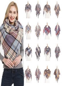 40-stijl geruite sjaals meisjes geruite sjaal raster oversized kwast wraps traliewerk driehoekige sjaal omzoomd pashmina winter Neckerchi2933648