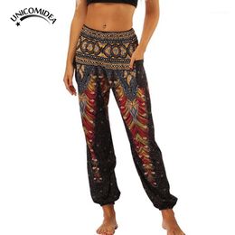 40% pantalones de pierna ancha Mujeres Mezcla Danza Harem Pantalones Multicolor Retro Impresión Tallas grandes Pantalones cómodos sueltos Inicio Pant1