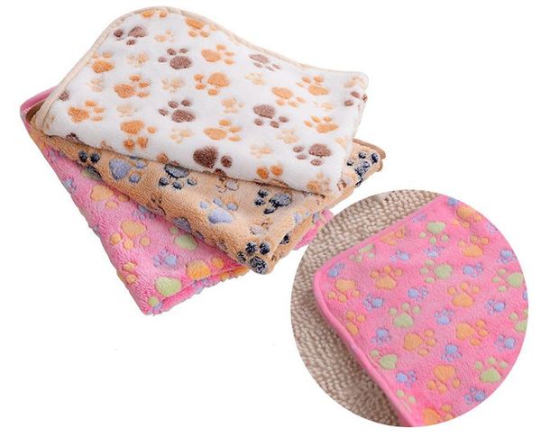 40 x 60 cm Mignon Floral Pet Sommeil Chaud Empreinte de Patte Chien Chat Chiot Polaire Doux Couverture Lits Tapis