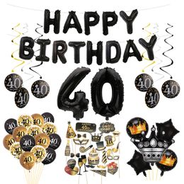 Numéro de fête d'anniversaire de 40 ans Balloons Booton photo Props verres adultes Femmes 40e Joyeux anniversaire Fourniture de décoration anniversaire