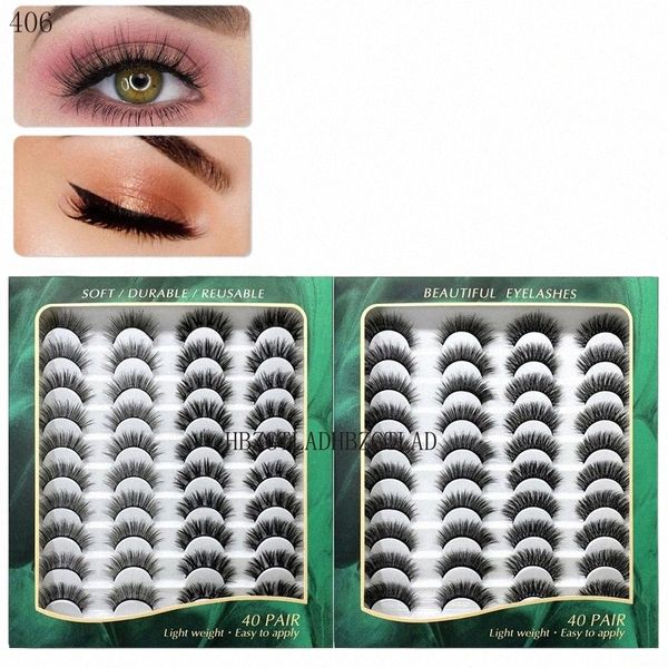 400 paires 3D vison cheveux faux yeux 15-25mm Les épais Lg Wi moelleux à la main sans cruauté vison yeux maquillage outils M09T #