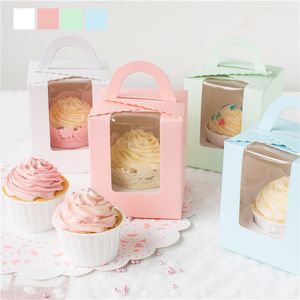 400 X Boîtes à Cupcakes Individuelles avec Poignée 3,6x3,6x4,3 pouces Récipients à Cupcakes en Papier Unique avec Insert et Boîtes à Friandises de Fenêtre pour Boulangerie Mariage Baby Shower Anniversaire
