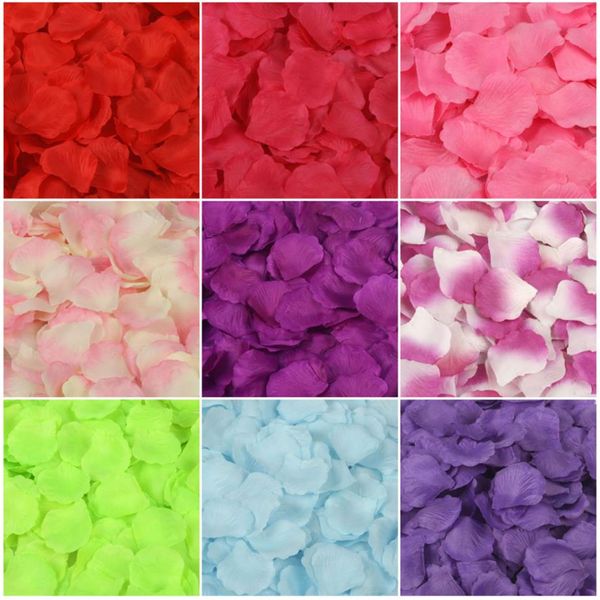 4000 Uds. Pétalos de rosa de seda roja flor Artificial decoración de jarrón para fiesta de boda recuerdo de despedida de soltera centros de mesa Confetti257s