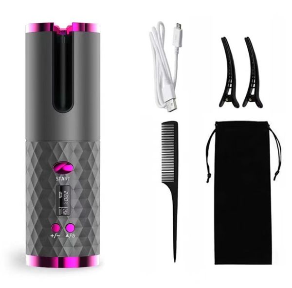 Fer à friser portatif de charge entièrement automatique de 4000 mAh bigoudi automatique sans fil intelligent pour voyager plusieurs styles disponibles