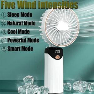 4000 mAh handheld mini -ventilator opvouwbare draagbare nekhangende ventilatoren 5 Speed USB oplaadbaar met telefoonstandscherm 240415