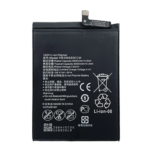 4000mah HB396689ECW Batterie de remplacement du téléphone mobile pour Huawei Y7 Prime Trt-L53 TRT-L21A / Y7 2017 Y9 2019 Mate 9 LX1 LX2 L23