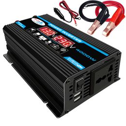 Convertidor/inversor de corriente LED para coche, adaptador de cargador, transformador de voltaje USB Dual, onda sinusoidal modificada, 4000W, 12V a 220V/110V