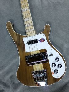 4003W Natuurlijke walnoot Zeldzame doorzichtige Walnut Vintage 4003 Ric Electric Bass Guitar via een pc -neklichaam