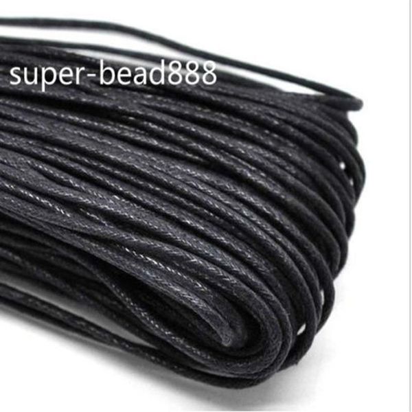 Cordón para collar de algodón encerado negro, fabricación de joyas artesanales, 400m, 2mm, Ship241G