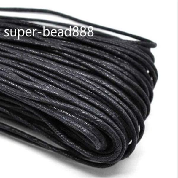 Cordón para collar de algodón encerado negro, fabricación de joyas artesanales, 400m, 2mm, Ship254M