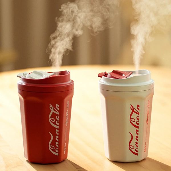 Humidificateur de tasse de Coke de 400ml, Rechargeable/USB, sans fil, Portable, humidificateur d'air à flamme, diffuseur d'arôme pour voiture, 231226