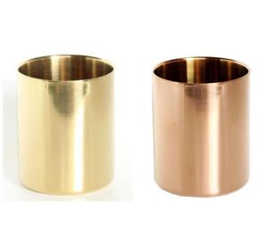 Vase en laiton doré de style nordique de 400 ml porte-stylo cylindrique en acier inoxydable pour organisateurs de bureau et support porte-crayon multi-usage tasse contient