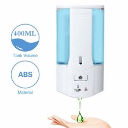 400 ml Wandmontage Zeepdispenser Vloeistof Automatische Hand Wassen Thuis Toilet Loo Badkamer Douche Gel Pomp Zeep Dispenser 211130