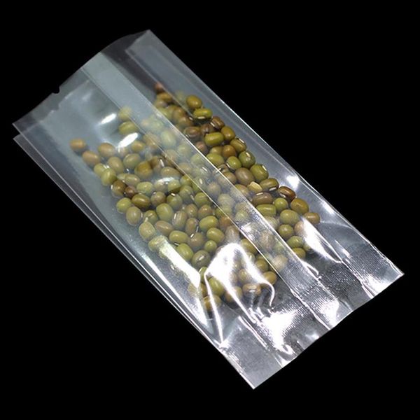 400pcs sac d'emballage alimentaire à gousset latéral en plastique transparent à dessus ouvert thermoscellable collation fruits secs grains de thé sachets d'emballage Pouch225i