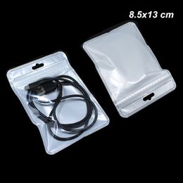 400 stks / partij 8.5x13cm hersluitbare Poly Plastic Front Clear Packaging tas voor elektronische product Zipper Lock Pouch voor Digital Component