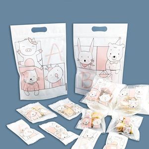 400 pcs/lot AB dessin animé joint auto-adhésif boulangerie pain sac d'emballage en plastique, sacs-cadeaux, chat mignon ours animaux biscuits bonbons fête emballage