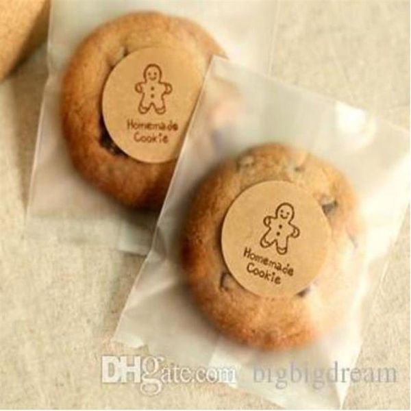 400pcs / lot Cellophane Gommage Cookie clair sac de bonbons Pour Cadeau Boulangerie Macaron Emballage En Plastique Emballage De Noël 4 tailles205v
