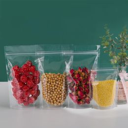 500 pièces en plastique transparent Stand Up sac Transparent fermeture éclair comestibles anti-odeur biscuits aux herbes sèches collation grains de café grains de fruits secs pochette de rangement de bonbons de Noël