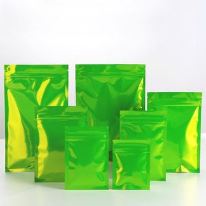 400 stks hersluitbare groene ritssluiting verpakking tassen mylar aluminium folie verpakking pouch diverse maten voedsel opbergtas