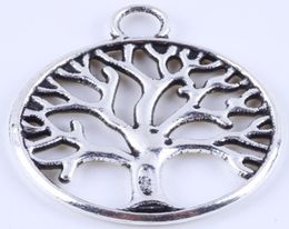 400PCSlot Antieke bronzen Round Round Life Tree Charm Diy Zakka retro sieraden Accessoires Alloy Metal Pendant 4888W19609087322710