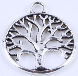 400PCSlot Antieke bronzen Round Round Life Tree Charm Diy Zakka retro sieraden Accessoires Alloy Metal Pendant 4888W19609087997310