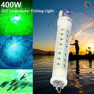 400W 5M LED luz de pesca submarina señuelo buscador de cebo lámpara de noche 12V/24V con clip de batería
