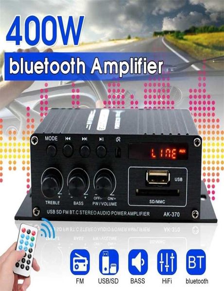 Amplificateur de puissance de voiture 400W 2 CH HIFI Home Subwoofer O ampli stéréo haut-parleur Bluetooth Remote Control Controly Support 2110115220944