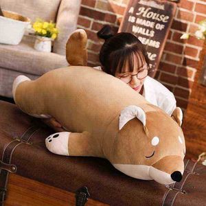 40100cm Liggen pluche gevulde hond groot speelgoed Shiba Inu Dog Doll Beautiful Animal Ldren Birthday Gift Corgi Plush Cushion 40100cm J220729