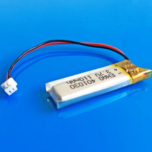 401030 3,7 v 110mAh batería recargable LiPo de polímero de litio JST 1,25mm 2pin enchufe de alimentación para Mp3 bluetooth grabadora auriculares pluma