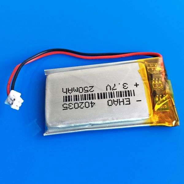 402035 3,7 V 250 mAh batería recargable LiPo de polímero de litio JST 2 pines 1,25mm enchufe de alimentación para Mp3 MP4 auriculares bluetooth DVD video pen 402035