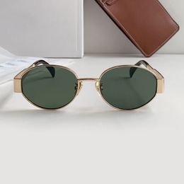40235 Ovale Metall-Sonnenbrille mit goldenem Rahmen und grünen Gläsern für Damen und Herren, Designer-Sonnenbrillen, Sonnenbrillen, Gafas de Sol, UV400-Brillen mit Box