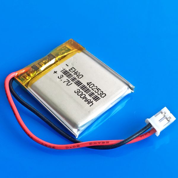 402530 3.7V 300mAh de polímero de litio Li-Po batería recargable JST enchufe 2 clavijas PH de 2,0 mm para el auricular MP3 DVD de la cámara del teléfono móvil PSP