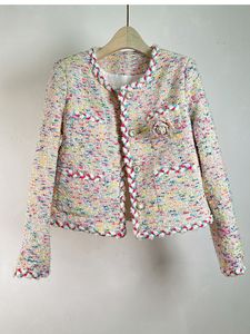 405 XL 2024 Spring Summer Milan Runway Coat Jackets Tweed lange mouw Crew Neck High Quality Button Fashion Dames kleding Huili