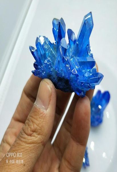 4050g très joli fantôme de l'ange bleu Aura cristal foule quartz naturel et minéraux pierre décoration pour la maison minérale SPECIM7228521