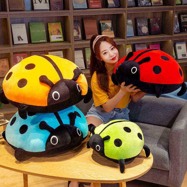 406080Cm coloré réaliste coccinelle câlins mignon doux coccinelle insecte Animal tenir Pop oreiller dos oreiller enfants cadeau J220729