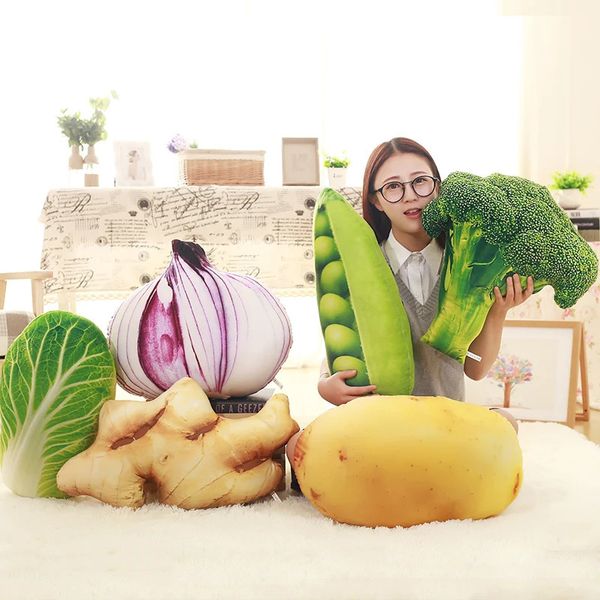 4060 cm simulación vegetal almohada cojín muñeca de peluche patata brócoli repollo guisantes juguete hogar creativo 240113