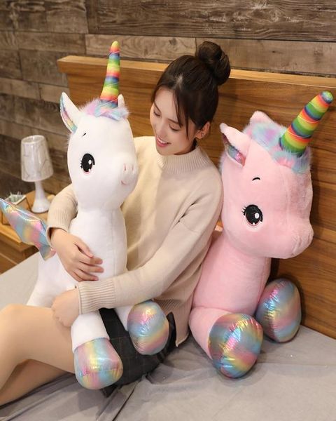 4080cm gigante kawaii arcoirbow unicornio juguetes pellizos unicornio muñecas suaves de almohada de animales encantadores regalo de caballo de animales para niños 9813880