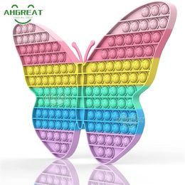 40 cm Big Size Pop Rainbow Butterfly Top Push juguetes inquietos de autismo Toyadores Toys Kids Simple Dimple Relájate Juego AHDH AUTISM 220524