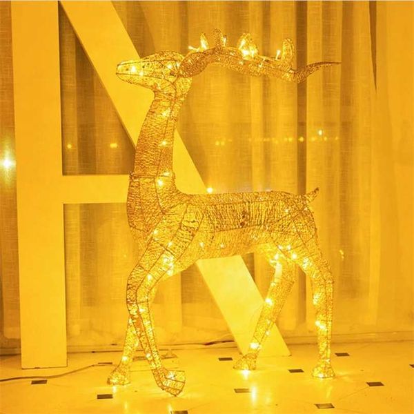 40cm Noël Deer Cart Ornements Gold Renne Sleigh Décorations de Noël pour la maison Cadeaux de Noël Année Party Decor Noel 211104