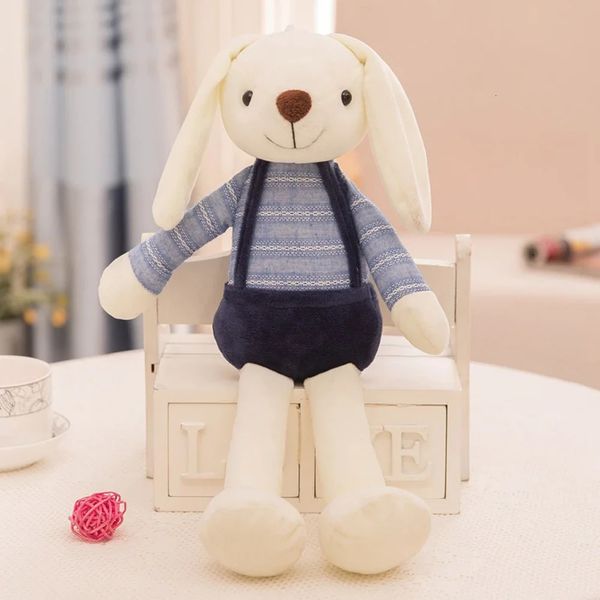 40 cm Colorful Candy Long Ear Rabbit Plux Touet Mignon Saut trottoir Turn Childrens Childrens Christmas Birthday Gift 240329