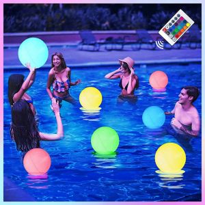 Bola flotante colorida de 40CM, decoración de fiesta, inflable con control remoto, luz LED, pelotas de playa, incluso juguetes de piscina LL